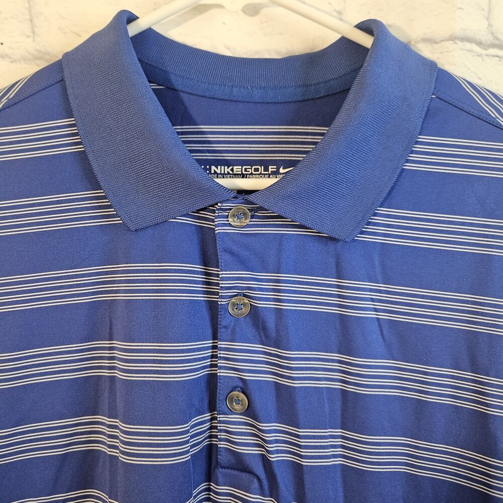 Nike Golf Dri-Fit Tour Performance SS Blue White Size 2XL Polo Shirt - Picture 3 of 7